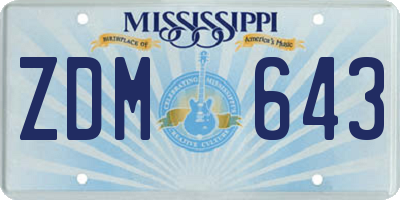 MS license plate ZDM643