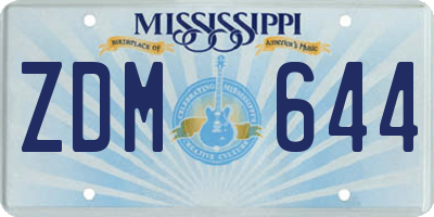 MS license plate ZDM644