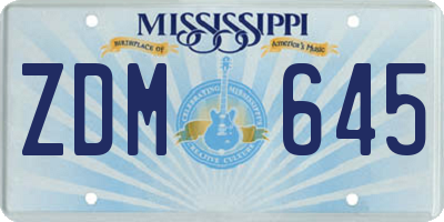 MS license plate ZDM645