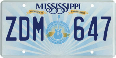 MS license plate ZDM647