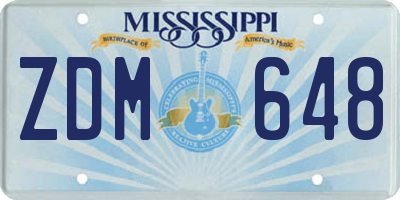 MS license plate ZDM648