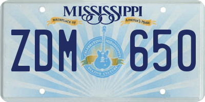 MS license plate ZDM650