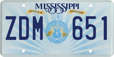 MS license plate ZDM651