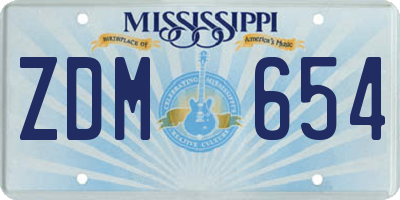 MS license plate ZDM654