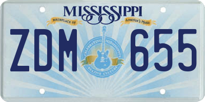 MS license plate ZDM655