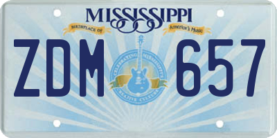MS license plate ZDM657