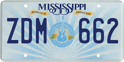 MS license plate ZDM662