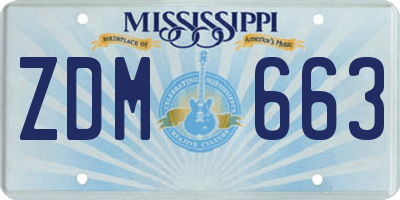 MS license plate ZDM663