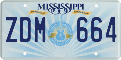 MS license plate ZDM664