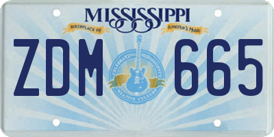 MS license plate ZDM665