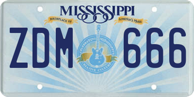 MS license plate ZDM666