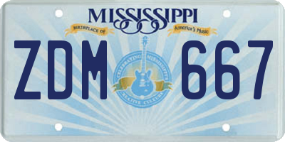MS license plate ZDM667