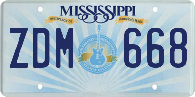 MS license plate ZDM668