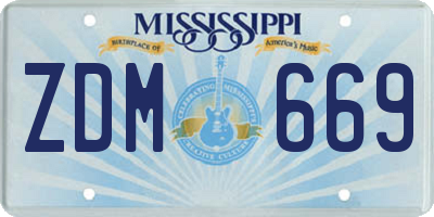 MS license plate ZDM669