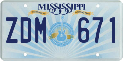 MS license plate ZDM671