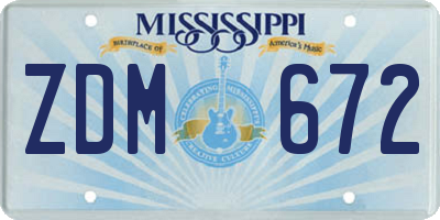 MS license plate ZDM672