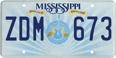MS license plate ZDM673