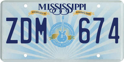 MS license plate ZDM674