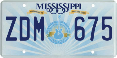 MS license plate ZDM675