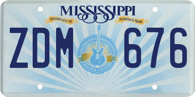MS license plate ZDM676