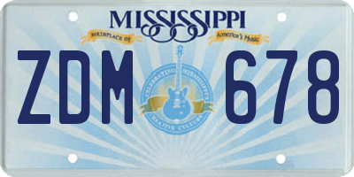 MS license plate ZDM678