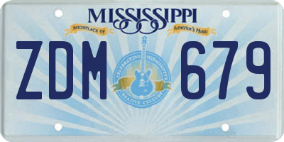 MS license plate ZDM679