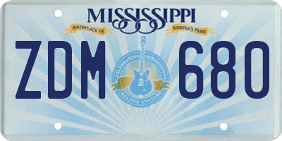 MS license plate ZDM680