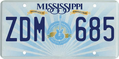 MS license plate ZDM685