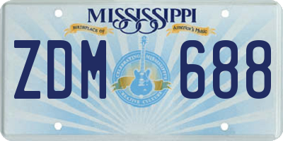 MS license plate ZDM688