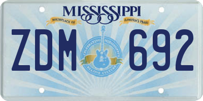 MS license plate ZDM692