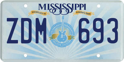 MS license plate ZDM693