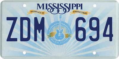 MS license plate ZDM694