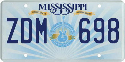 MS license plate ZDM698