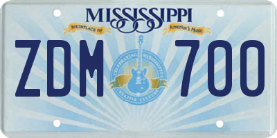 MS license plate ZDM700