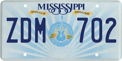 MS license plate ZDM702