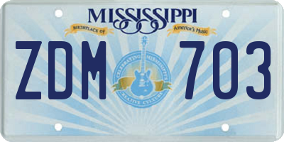 MS license plate ZDM703