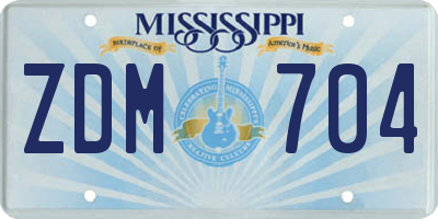 MS license plate ZDM704