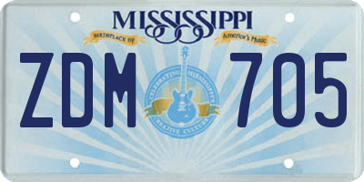 MS license plate ZDM705
