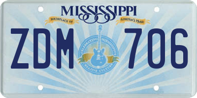 MS license plate ZDM706