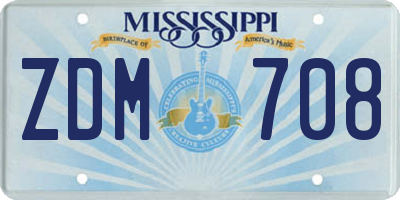 MS license plate ZDM708