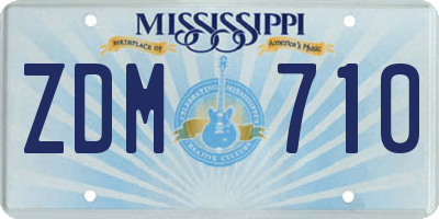 MS license plate ZDM710