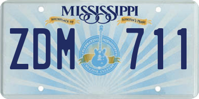 MS license plate ZDM711