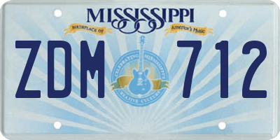 MS license plate ZDM712