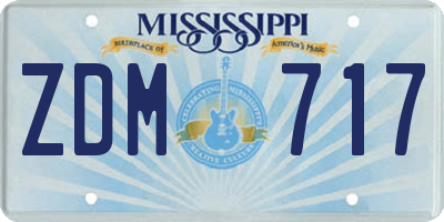 MS license plate ZDM717
