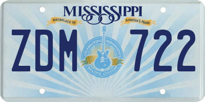 MS license plate ZDM722
