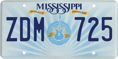 MS license plate ZDM725