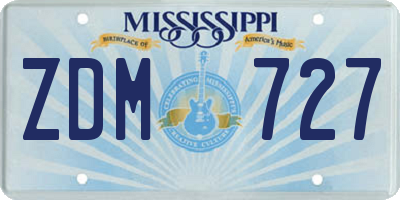 MS license plate ZDM727