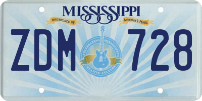 MS license plate ZDM728