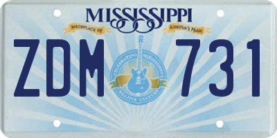 MS license plate ZDM731