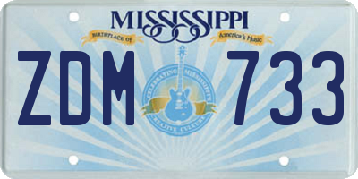 MS license plate ZDM733